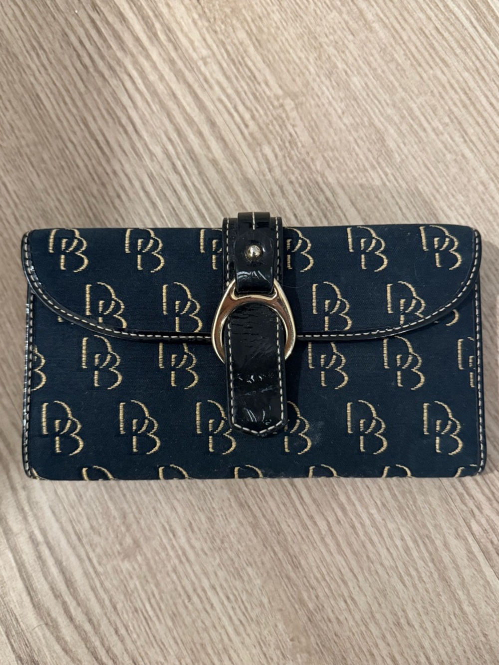 Dooney & Burke Navy and Gold Monogram Wallet
